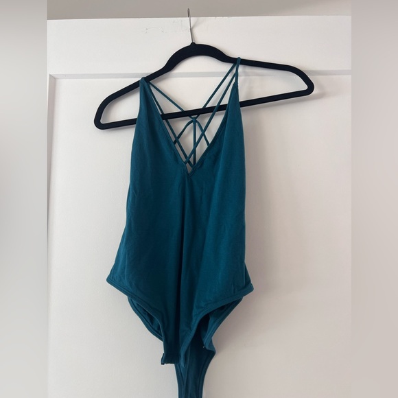 Sam Edelman Tops - Sam Edelman Teal Strappy plunge Bodysuit